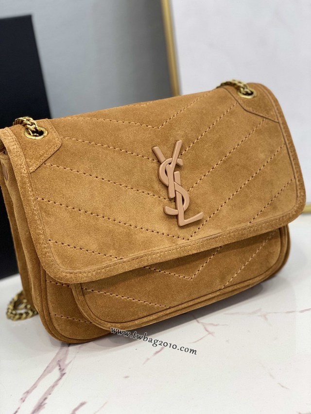 YSL专柜款女包 聖羅蘭經典款MONOGRAM翻蓋麂皮手袋 YSL肩背斜挎包 533037  jjh1070